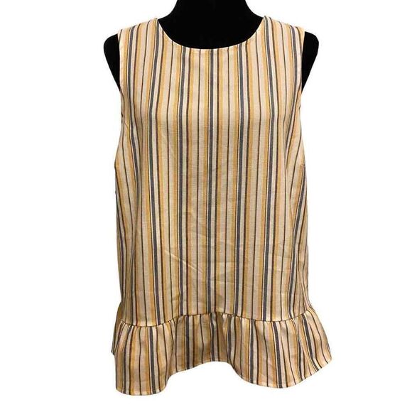 Andree by Unit Sleeveless Striped Ruffle Blouse Size Medium - Picture 1 of 10